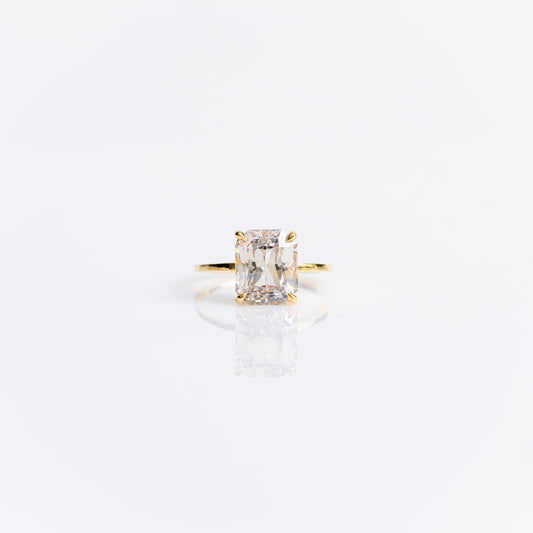 Solis Ring - Emerald Cut White Sapphire Solitaire Ring